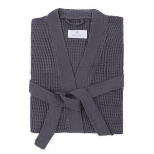 Matouk Kiran Turkish Waffle Woven Bamboo Unisex Robe in Anthracite Gray, L/XL